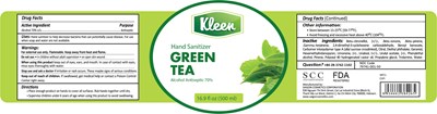 Kleen Hand Sanitizer Green Tea 500ml Label (Kleen Greentea 500ml)